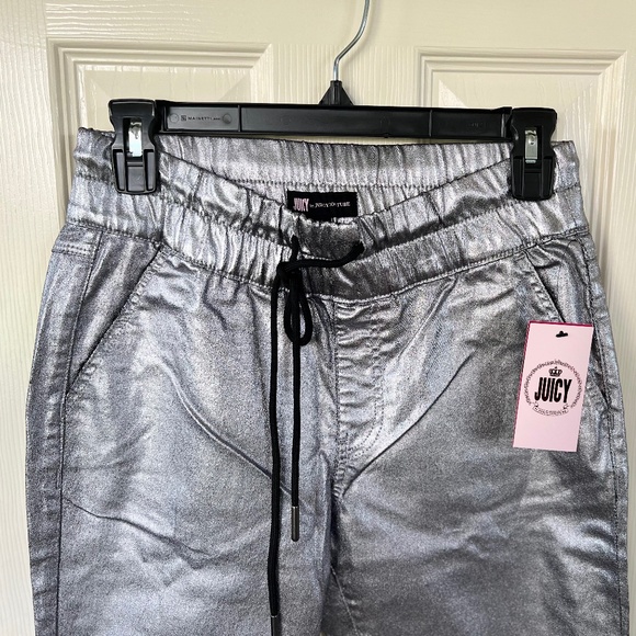 Juicy Couture Drawstring Silver Metalic Pants - Picture 5 of 7